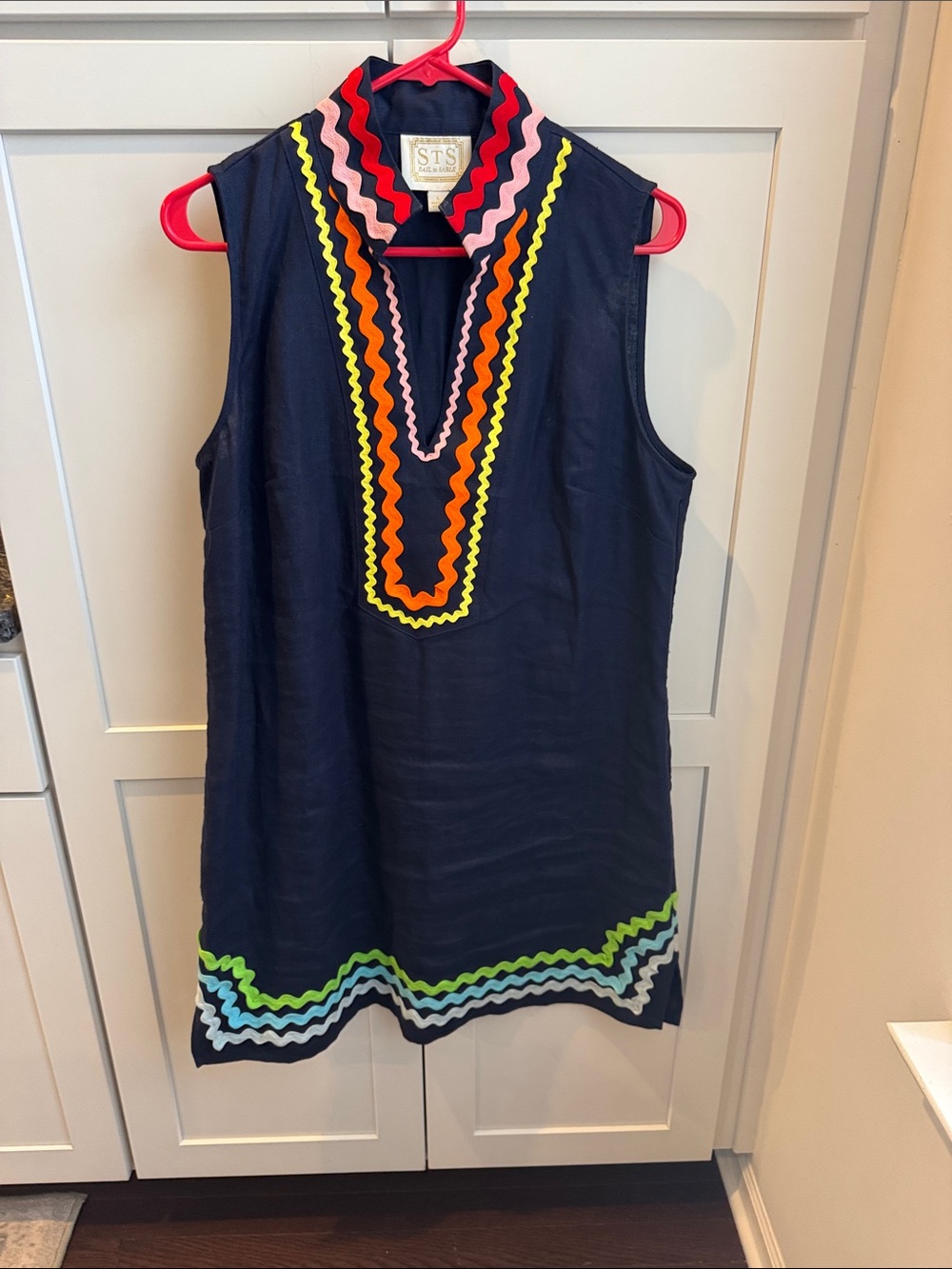 Sail to Sable Navy Tunic with Bright Multicolor Rickrack